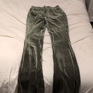 SHEIN Green Striped Flare Pants